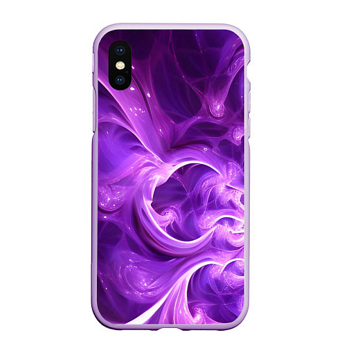 Чехол iPhone XS Max матовый Фиолетовая фрактальная абстракция / 3D-Сиреневый – фото 1
