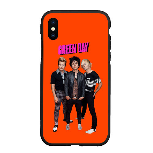 Чехол iPhone XS Max матовый Green Day trio / 3D-Черный – фото 1