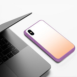 Чехол iPhone XS Max матовый Персиково-белый градиент, цвет: 3D-фиолетовый — фото 2