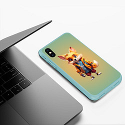 Чехол iPhone XS Max матовый Лисенок с фонариком, цвет: 3D-мятный — фото 2