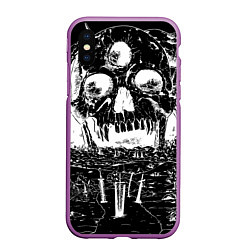 Чехол iPhone XS Max матовый Череп черного клевера, цвет: 3D-фиолетовый