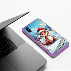 Чехол iPhone XS Max матовый Милый маленький новогодний дракон 2024 года, цвет: 3D-фиолетовый — фото 2