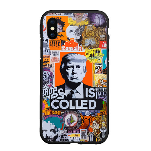 Чехол iPhone XS Max матовый Donald Trump - american сollage / 3D-Черный – фото 1