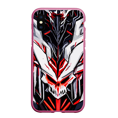 Чехол iPhone XS Max матовый Красный адский череп / 3D-Малиновый – фото 1