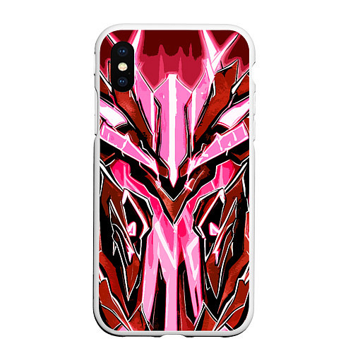 Чехол iPhone XS Max матовый Розовый кибер доспех / 3D-Белый – фото 1