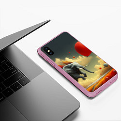 Чехол iPhone XS Max матовый Сюрреалистичный слон летит за шариком, цвет: 3D-розовый — фото 2