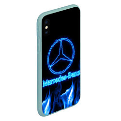 Чехол iPhone XS Max матовый Mercedes-benz blue neon, цвет: 3D-мятный — фото 2