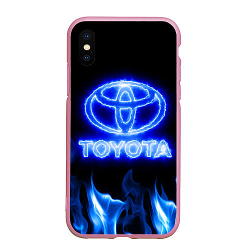 Чехол iPhone XS Max матовый Toyota neon fire / 3D-Розовый – фото 1