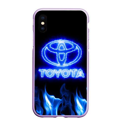 Чехол iPhone XS Max матовый Toyota neon fire / 3D-Сиреневый – фото 1