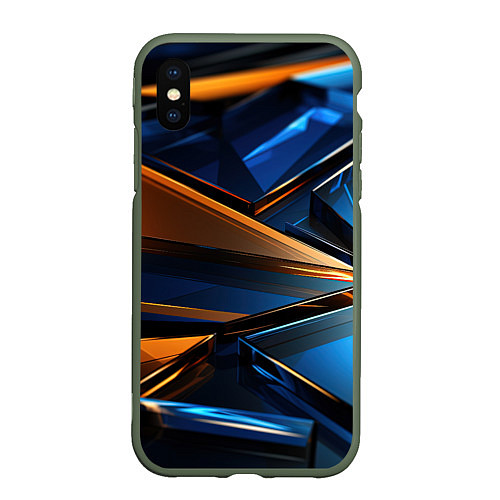 Чехол iPhone XS Max матовый Синии стеклянные осколки / 3D-Темно-зеленый – фото 1