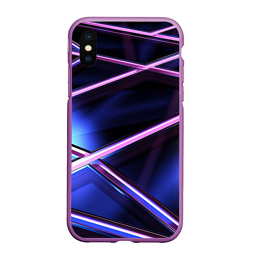 Чехол iPhone XS Max матовый Фиолетовая геометрическая абстракция / 3D-Фиолетовый – фото 1