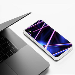 Чехол iPhone XS Max матовый Фиолетовая геометрическая абстракция, цвет: 3D-белый — фото 2