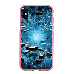 Чехол iPhone XS Max матовый Взрыв мелких плит, цвет: 3D-розовый