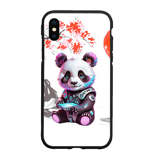 Чехол iPhone XS Max матовый Funny panda - China / 3D-Черный – фото 1