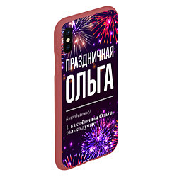 Чехол iPhone XS Max матовый Праздничная Ольга: фейерверк, цвет: 3D-красный — фото 2