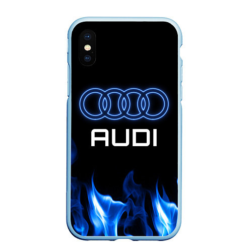 Чехол iPhone XS Max матовый Audi neon art / 3D-Голубой – фото 1