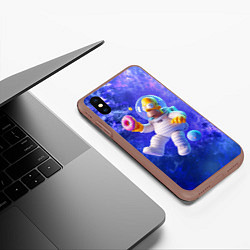 Чехол iPhone XS Max матовый Homer Simpson is a brave astronaut, цвет: 3D-коричневый — фото 2