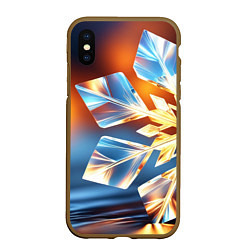 Чехол iPhone XS Max матовый Реалистичная снежинка на теплом фоне, цвет: 3D-коричневый