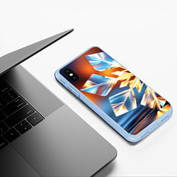 Чехол iPhone XS Max матовый Реалистичная снежинка на теплом фоне, цвет: 3D-голубой — фото 2