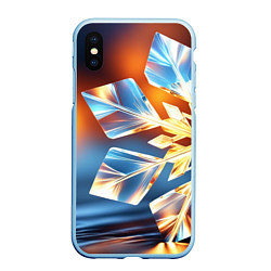 Чехол iPhone XS Max матовый Реалистичная снежинка на теплом фоне, цвет: 3D-голубой