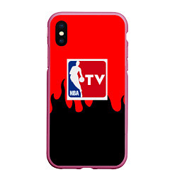 Чехол iPhone XS Max матовый NBA sport flame, цвет: 3D-малиновый