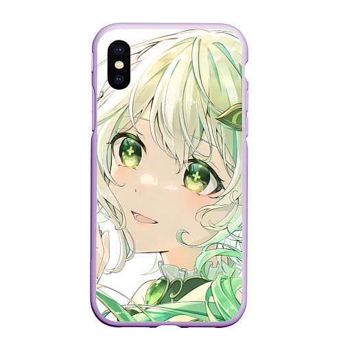 Чехол iPhone XS Max матовый Genshin Impact Nahida smile / 3D-Сиреневый – фото 1