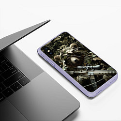 Чехол iPhone XS Max матовый Медведь снайпер маскировка, цвет: 3D-светло-сиреневый — фото 2