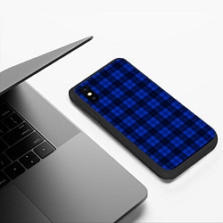 Чехол iPhone XS Max матовый Синий клетчатый, цвет: 3D-черный — фото 2
