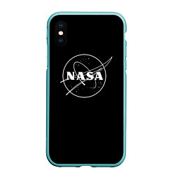 Чехол iPhone XS Max матовый NASA белое лого, цвет: 3D-мятный