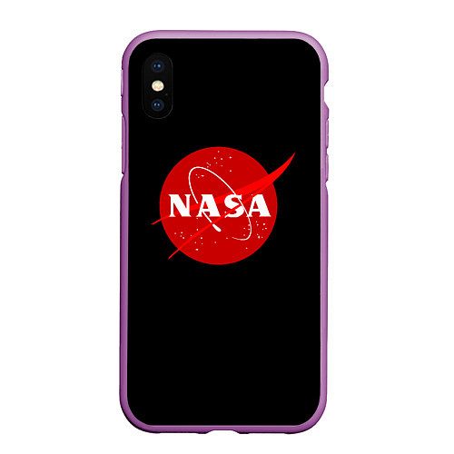 Чехол iPhone XS Max матовый NASA redlogo space usa / 3D-Фиолетовый – фото 1