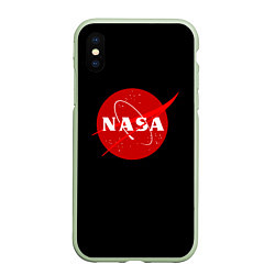 Чехол iPhone XS Max матовый NASA redlogo space usa, цвет: 3D-салатовый