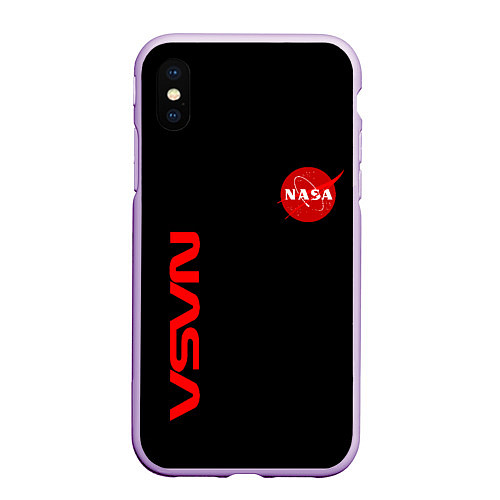 Чехол iPhone XS Max матовый NASA космос / 3D-Сиреневый – фото 1