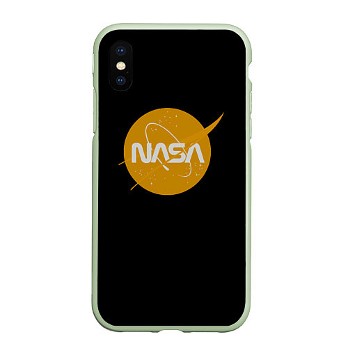 Чехол iPhone XS Max матовый NASA yellow logo / 3D-Салатовый – фото 1