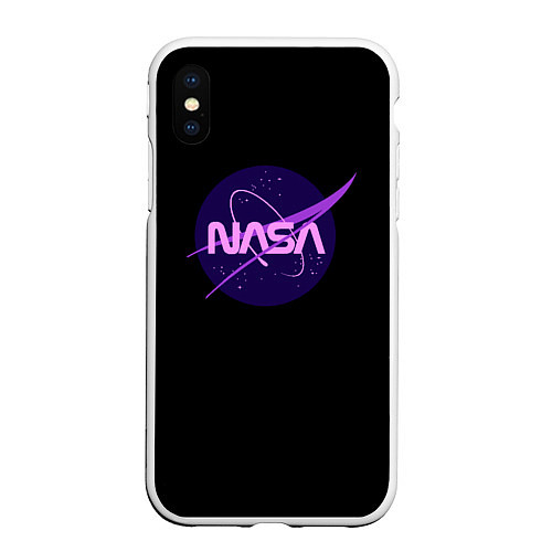 Чехол iPhone XS Max матовый NASA neon space / 3D-Белый – фото 1