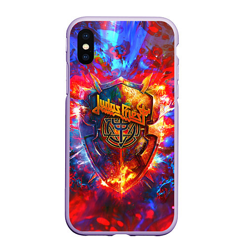 Чехол iPhone XS Max матовый Invincible shield - Jadas Priest / 3D-Светло-сиреневый – фото 1