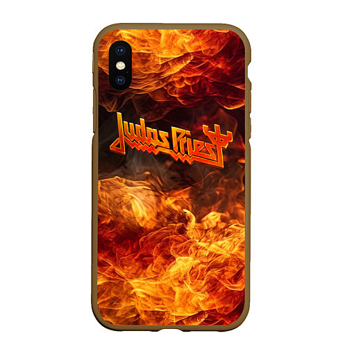 Чехол iPhone XS Max матовый Fire - Judas Priest / 3D-Коричневый – фото 1