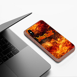 Чехол iPhone XS Max матовый Fire - Judas Priest, цвет: 3D-коричневый — фото 2