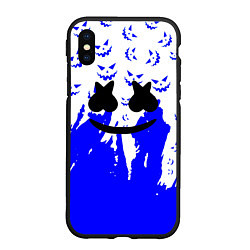 Чехол iPhone XS Max матовый Marshmello dj blue pattern music band, цвет: 3D-черный