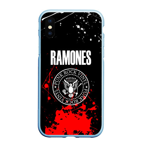 Чехол iPhone XS Max матовый Ramones краски метал группа / 3D-Голубой – фото 1