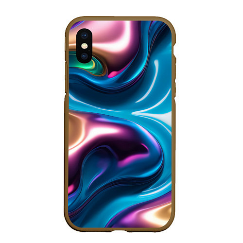 Чехол iPhone XS Max матовый Жидкий красочный металл / 3D-Коричневый – фото 1