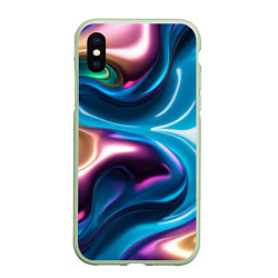 Чехол iPhone XS Max матовый Жидкий красочный металл