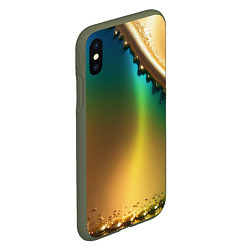 Чехол iPhone XS Max матовый Радужный градиент с накидкой, цвет: 3D-темно-зеленый — фото 2