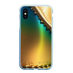 Чехол iPhone XS Max матовый Радужный градиент с накидкой, цвет: 3D-голубой