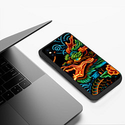 Чехол iPhone XS Max матовый Japanese neon dragon - irezumi, цвет: 3D-черный — фото 2