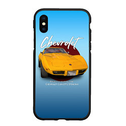 Чехол iPhone XS Max матовый Американский маслкар Chevrolet Corvette, цвет: 3D-черный