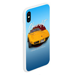 Чехол iPhone XS Max матовый Американский маслкар Chevrolet Corvette, цвет: 3D-белый — фото 2