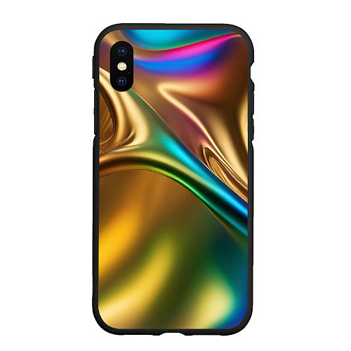 Чехол iPhone XS Max матовый Атласные изгибы / 3D-Черный – фото 1