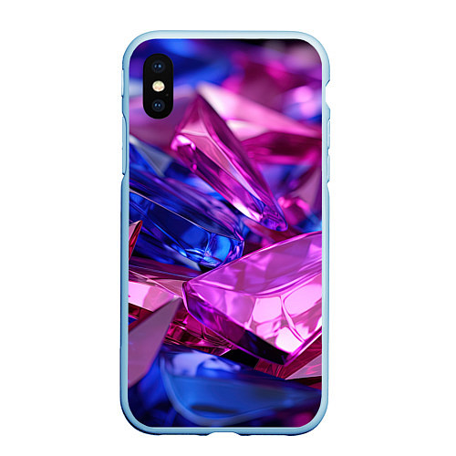 Чехол iPhone XS Max матовый Розовые и синие битые стекла / 3D-Голубой – фото 1