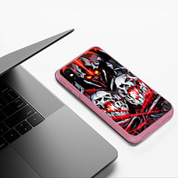 Чехол iPhone XS Max матовый Красные адские черепа, цвет: 3D-малиновый — фото 2