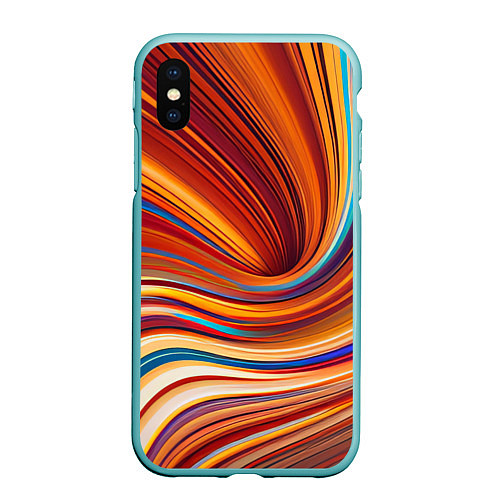 Чехол iPhone XS Max матовый Цветные волны - нейросеть / 3D-Мятный – фото 1